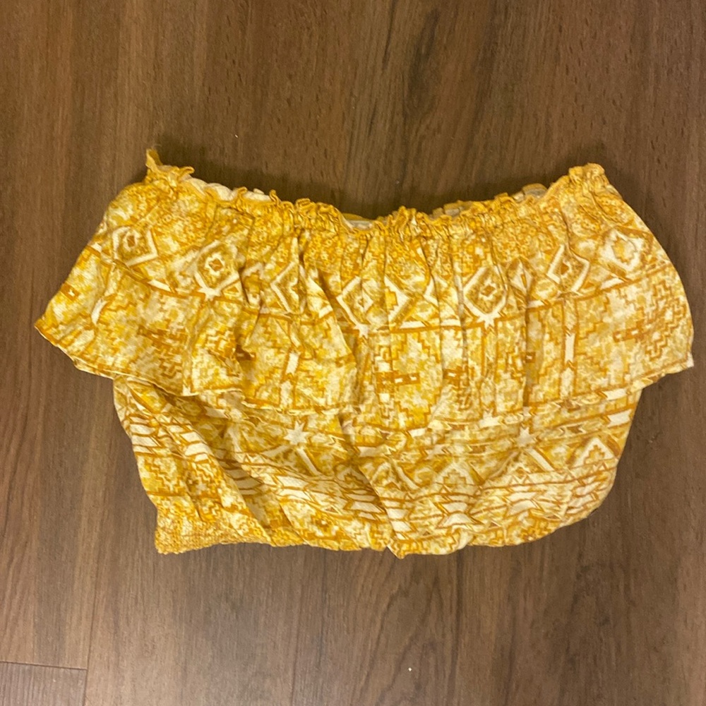 Roxy Inca Gold Desert Til Ruffle Collier Tube Top - Picture 2 of 7